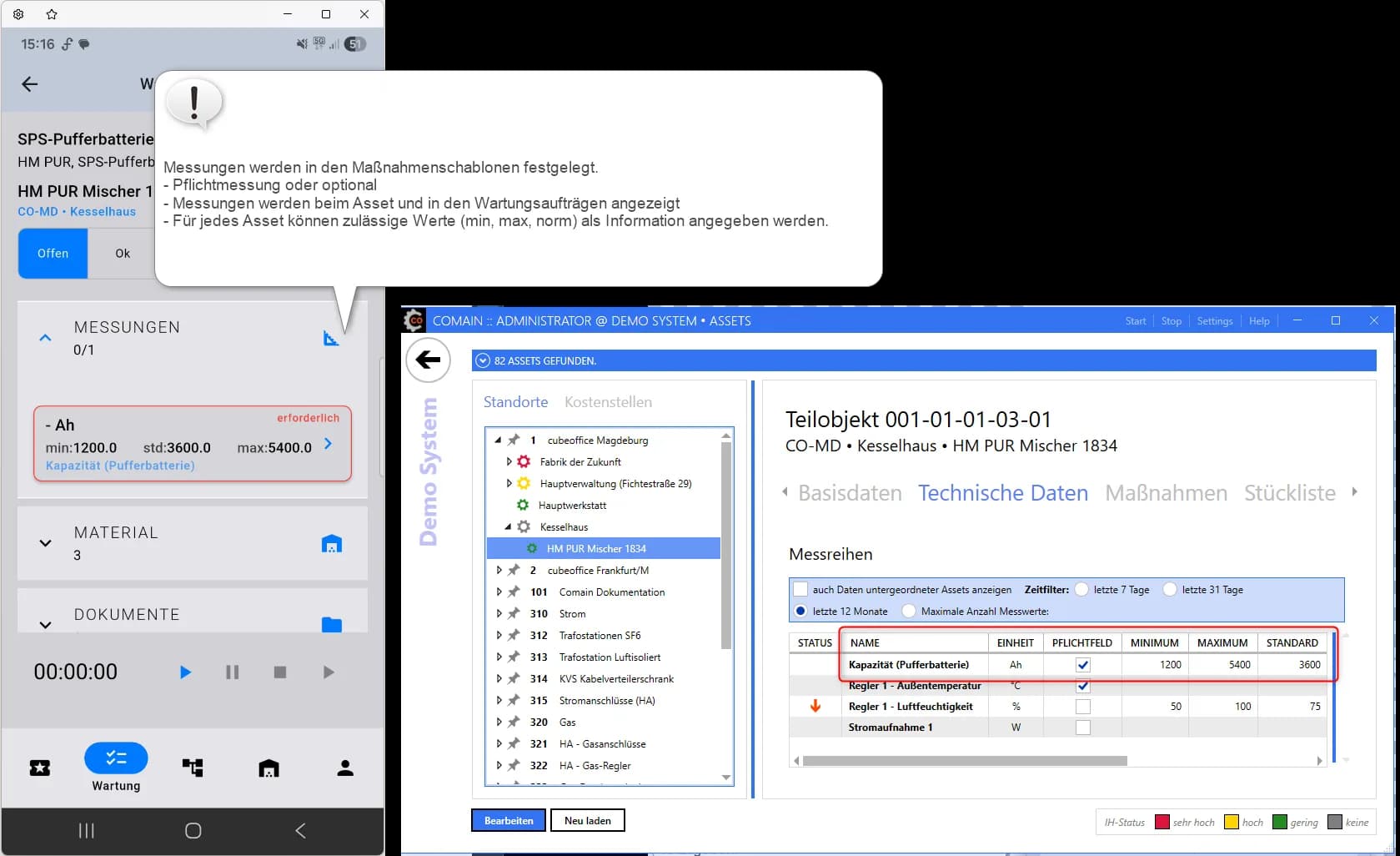 comain smart Messwerterfassung in der mobilen Positionsrückmeldung